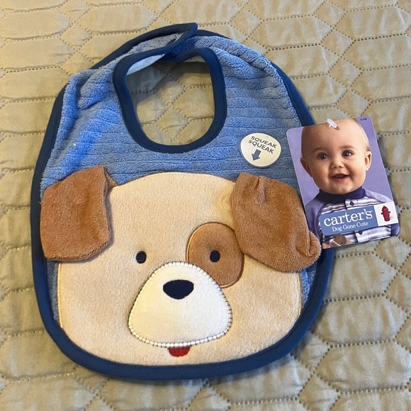Carter's Blue and Tan Puppy Bib - Picture 1 of 4